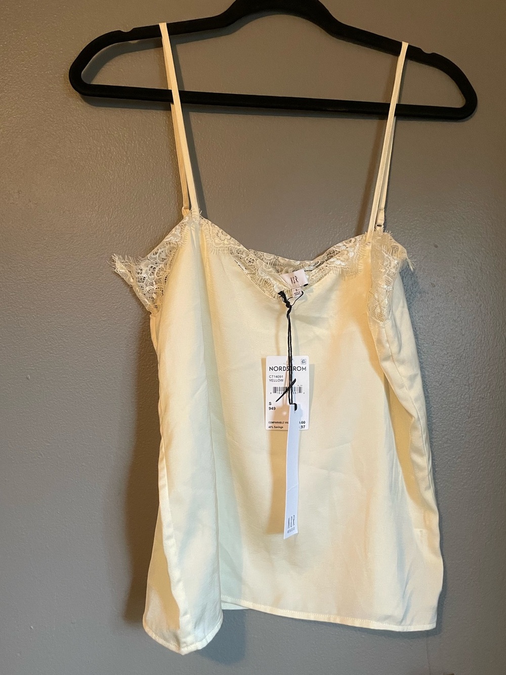 NWT Napean Sea Rd NSR Sz Small Women’s Yellow Silky Lace Tank Top Blouse Rt $58!